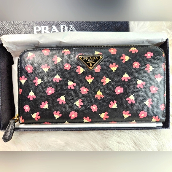 Prada Floral Leather Long Zip Wallet (Full Inclusion) - Picture 10 of 11